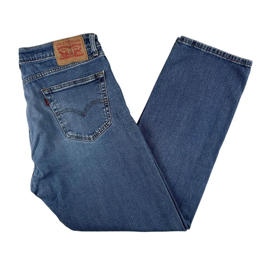 Levis 505 Jeans Mens 34x31 Med Wash Denim Regular Straight Stretch Zip Fly